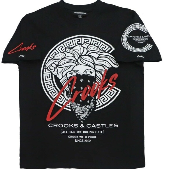 Crooks & Castles "Crook With Pride" Medusa T-Shirt Black Large BNWT - Picture 1 of 5